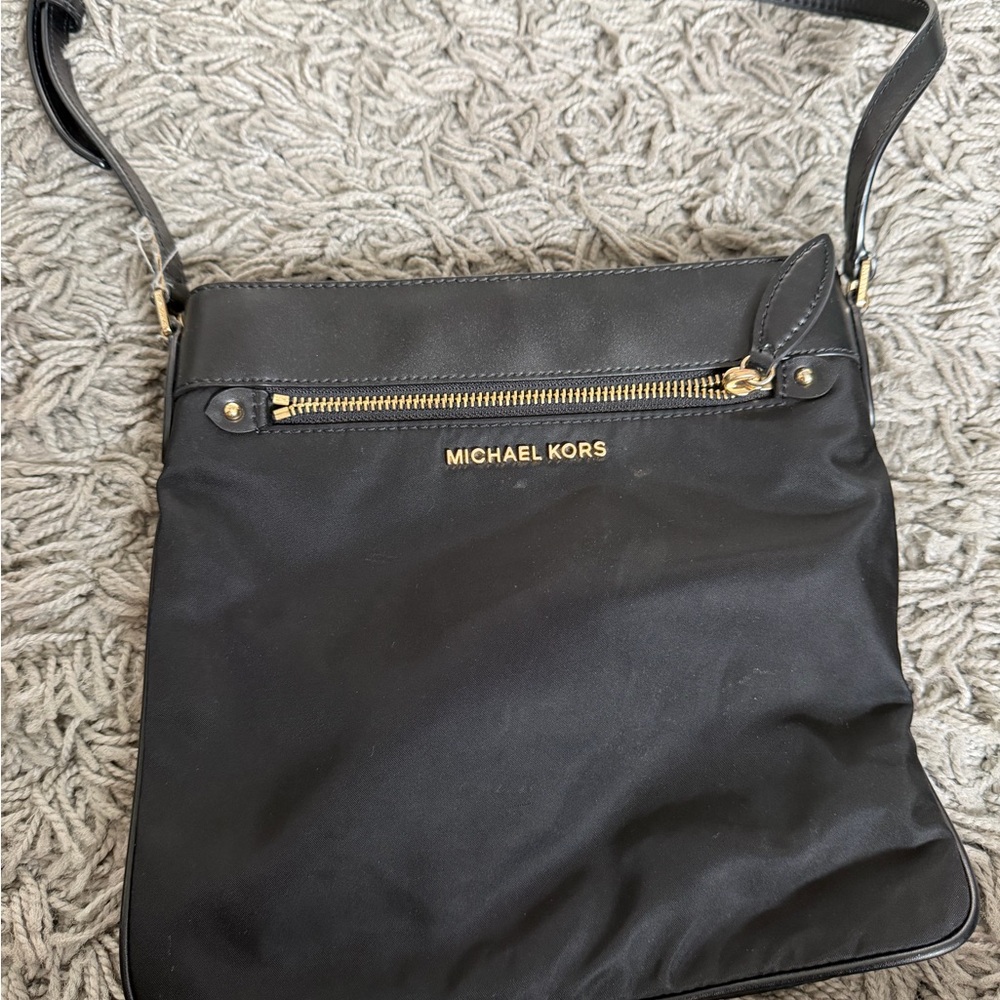 Michael Kors Black Shoulder Bag with Gold Accents